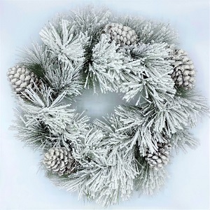 50cm Snowy Pine Cone Wreath | Premier